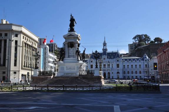 Plaza Sotomayor, no centro de Valparaiso, no Chile